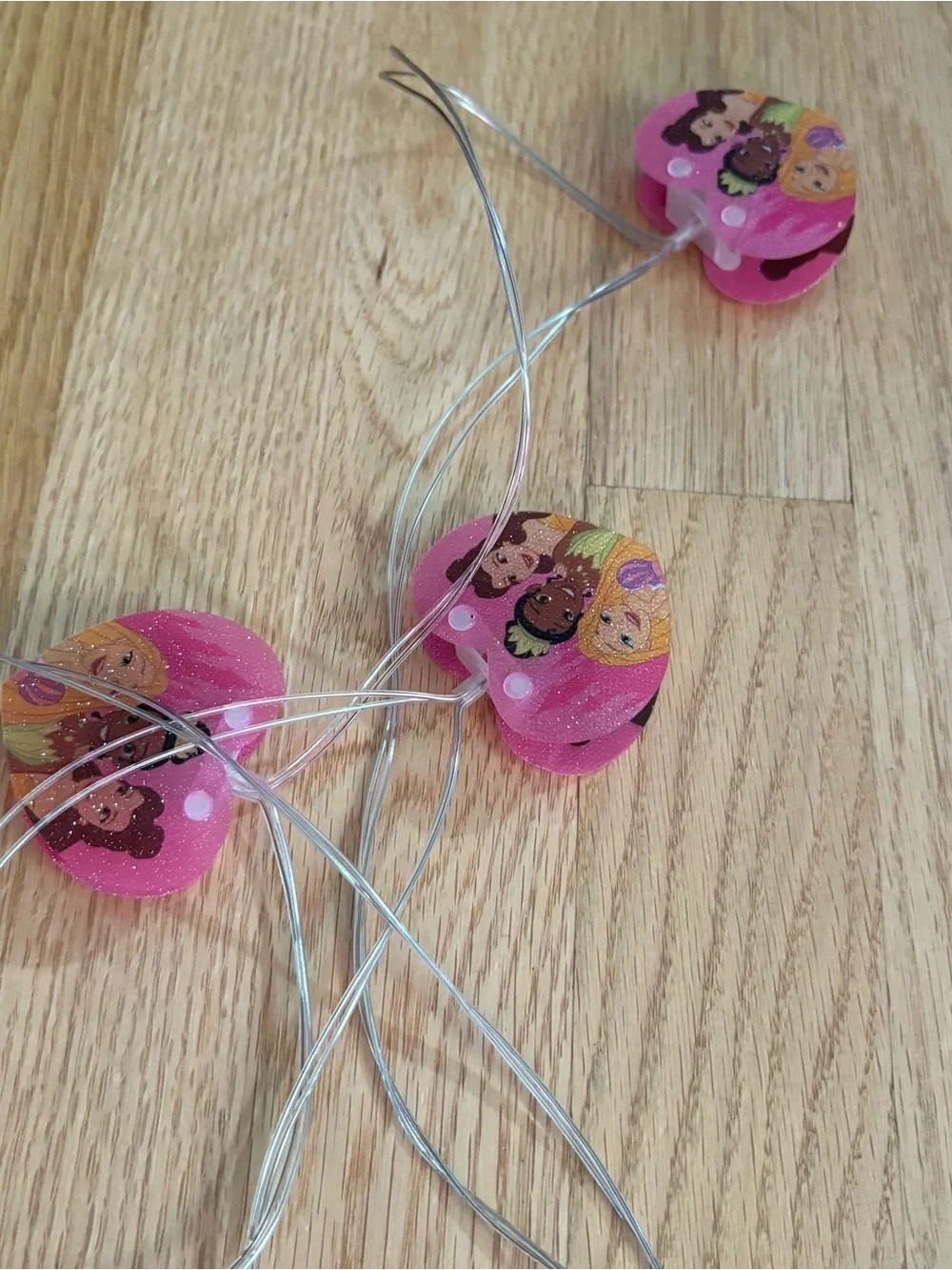 Disney Princess Heart String Lights Battery Operated Decor Belle Tiana Rapunzel